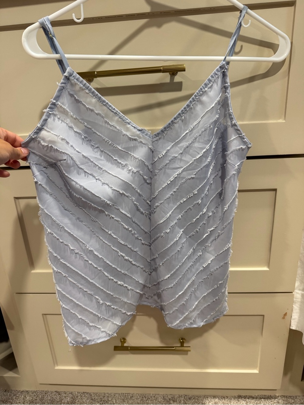 Free People light blue frayed sleeveless top